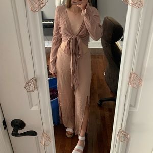 Rose/beige pants and shirt set.